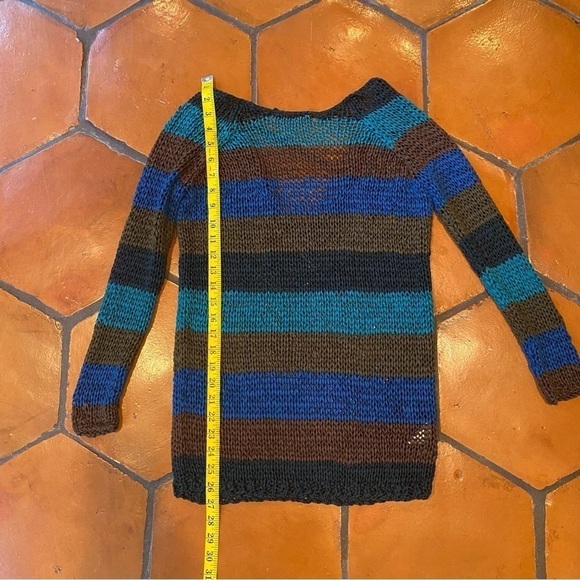 Theory Nimue Space Low Back Open Knit Tunic Sweater open knit stripe size Small - Picture 7 of 9